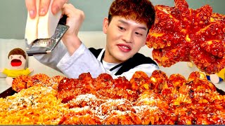 ASMR 매운 해물찜에 떨어진 눈꽃치즈와 매운닭꼬치 라면 먹방 Spicy Steamed Seafood With Cheese Spicy Noodles MuKBang [upl. by Alfeus]