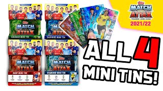 ALL FOUR MINI TINS  Topps MATCH ATTAX 202122  Exclusive GEMSTONE Limited Edition Cards [upl. by Yojenitsirk]