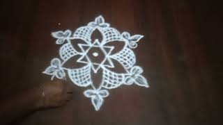 53 dots simple rangoli daily rangoli  easy kolam muggulu beginners rangoli art [upl. by Erick]