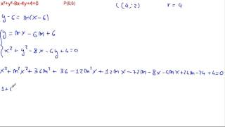 Determinare le tangenti alla circonferenza x²y²8x4y40 passanti per P66 [upl. by Ailis]