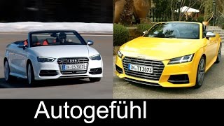 Best compact Audi convertible comparison test Audi TTS Roadster vs Audi S3 Cabriolet  Autogefühl [upl. by Wilmette]