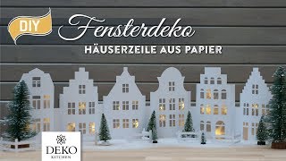 DIYWeihnachtsdeko Fensterdeko mit Häuserzeile aus Papier How to Deko Kitchen P [upl. by Ikcaj579]