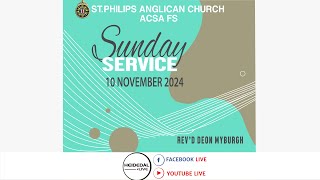 St Philips Anglican Church ACSA FS HDLBFNRSA  Sunday 10 Nov 2024  Revd Deon Myburgh [upl. by Ecinereb198]