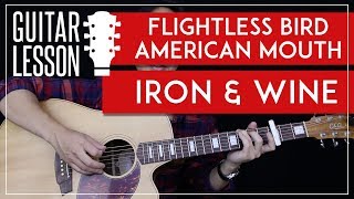 Flightless Bird American Mouth Guitar Tutorial  Iron amp Wine Guitar Lesson 🎸Chords  Guitar Cover [upl. by Pernas]