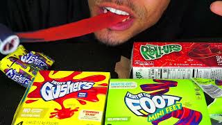 ASMR FRUIT ROLL UP GUSHER FRUIT BY THE FOOT JOLLY RANCHER GUMMIES AIRHEADS CANDY BITES ASSORTED FLAV [upl. by Mikihisa]