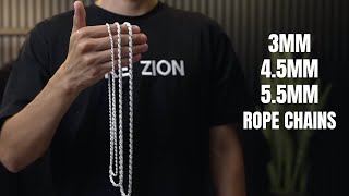 3mm Rope VS 45mm Rope VS 55mm Rope chain [upl. by Lanita109]