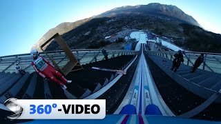 360°Video Sprung von der Olympiaschanze in GarmischPartenkirchen  Sportschau [upl. by Imena533]