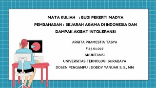 Sejarah Agama Di Indonesia Dan Dampak Akibat Intoleransi [upl. by Rusticus]