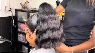 GLUELESS high top PONYTAIL bob w synthetic hair extra baby hair frontal ponytail [upl. by Ojeillib]