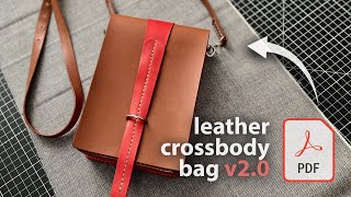 Leather Crossbody Bag Handmade Everyday Shoulder Purse  PDF Pattern and how to do it [upl. by Fritzie]