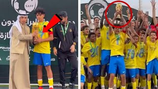 Ronaldo Junior Reaction To Winning The League with Al Nassr U13 Team [upl. by Evad258]