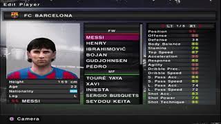 PES 2010  Barcelona  Stats  PS2 [upl. by Ainocal]