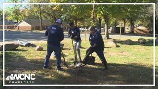 Volunteers plant nearly 40 trees in newly renovated Charlotte park [upl. by Carlick]