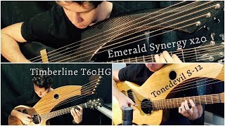 BATTLE BETWEEN 3 HARP GUITARS  Timberline VS Tonedevil VS Emerald [upl. by Llednor]