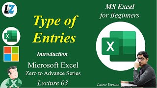 3 MS Excel  Types of Entries  UrduHindi microsoft excel computer learning teacher [upl. by Yllatan]