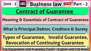 Contract of Guarantee  Meaning Essentials Types Invalid amp Revocation of Guarantee Part 2 [upl. by Arramahs456]