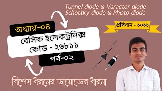 Basic Electronics  Chapter 4 Part 2  Special Diodes Tunnel Varactor Schottky amp Photo diode [upl. by Elianora]