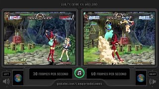 Guilty Gear XX Reload PC  30 fps vs 60 fps Side by Side Comparison  Vc Decide [upl. by Arikahc837]