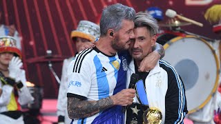 El saludo de Messi a Tinelli a un año del título de campeón del mundo para Argentina [upl. by Clementis644]