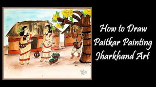 How to Draw Paitkar Painting Jharkhand Art [upl. by Jude]