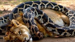 HUGE SNAKE KILLS LION  BOA CONSTRICTOR VS LION REALISTIC SCENE [upl. by Solegna829]