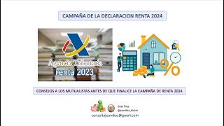 Consejos a Mutualistas antes de que finalice la Campaña de Renta 2024 [upl. by Hyrup]