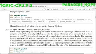 Psutil python TopicCPU P3 how to get information about user and kernel mode run times [upl. by Sisely]