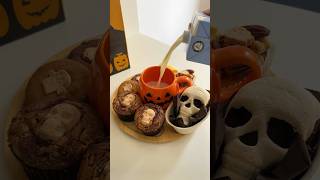 Eat halloween dessert with me asmr asmrfood satisfying halloween dessert chocolate pumpkin [upl. by Alikee755]