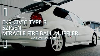 JDM EK9 CIVIC TYPER B16B VTEC Exhaust sound  5ZIGEN MIRACLE FIER BALL  ASMR 4K [upl. by Meilen]