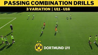 Passing Combination Drills  Dortmund U11 Training  3 Variation  U11 U12 U13 U14 U15 U16 [upl. by Cloris]