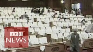 Nepal earthquake Moment quake struck the parliament  BBC News [upl. by Nemraciram]