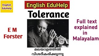 Tolerance  EM Forster  Essay  Malayalam  English EduHelp [upl. by Gnilrac]