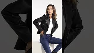 Womens Detachable Motorcycle Leather Jacket [upl. by Rhines566]