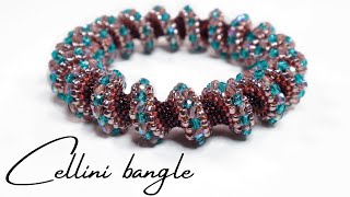 Cellini bangle tutorial  Peyote Cellini  Beadweaving tutorial [upl. by Gallagher275]