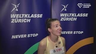 Susanne Goglwalli Finishes 2nd in Weltlkasse Zurich Diamond League 400m Interview [upl. by Ahsiner]