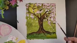 Schilderen met acrylverf  Magnolia boom [upl. by Iruahs759]