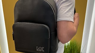 Распаковка рюкзака MICHAEL KORS Cooper Pebbled Leather Backpack black [upl. by Aytac]