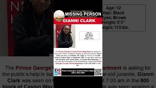 12 YEAR OLD GIANNI CLARK IS MISSING FROM HYATTSVILLE MARYLAND HELP BRING HIM HOME SAFE [upl. by Suzette5]