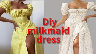 HOW TO CUT A MILKMAID DRESSBEGINNER FRIENDLYDIY [upl. by Doris]