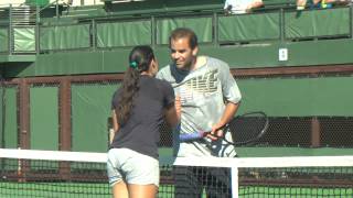 2012 Marion Bartoli Warming Up Pete Sampras [upl. by Rima153]