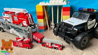 Police Car Takes Bad Cars into a Jail Fire Trucks Help Police Car amp More Stories 【Kumas Bear Kids】 [upl. by Acemat]