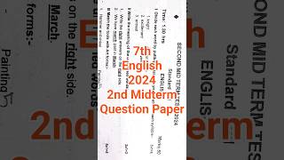 7th English 2nd Mid term 2024 Question Paper  DistKanchipuram amp Thiruvallur  Class 7 English 7th [upl. by Regan]