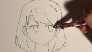 How to draw anime School girl  easy drawing tutorial [upl. by Havener]