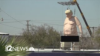 Giant naked Trump statue pops up in Phoenix [upl. by Avis]