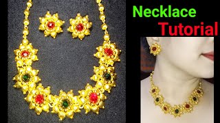 Easy Necklace Making  DIY Wire Wrapped Jewelry  Maharashtrian Jewellery  Bakul Choker Necklace [upl. by Llerrac320]