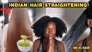 The results were unexpected😱 I Tried Viral Indian Hair Straightening Treatment on My Type 4 Hair [upl. by Borries]