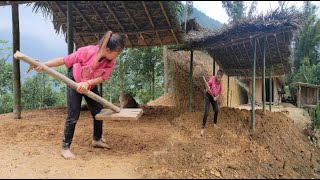 Repair the houses earthen floor  cut palm leaves  ha thi muon [upl. by Yggam]