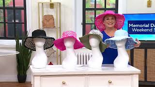 Sprigs Ikat Print Wide Brim Fringe Reversible Hat with UPF 50 on QVC [upl. by Nivled]