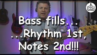 Create fabulous bass fills by thinking Rhythm 1st Notes 2nd  bass lesson by Scott Whitley [upl. by Thorr]