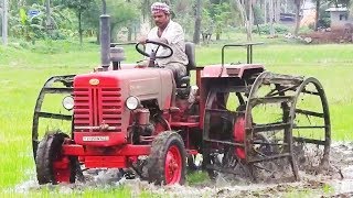 RACE Mahindra Tractor With quotCage Wheelsquot Red Palleturi Village [upl. by Munmro]